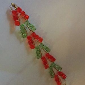 Red & green crystal gold filled